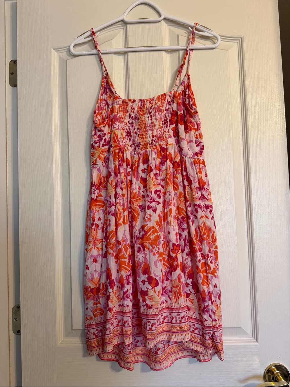 Angie Pink Orange Floral Smocked Mini Sundress NWT - Picture 4 of 14